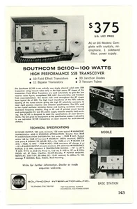 QST Ham Radio Magazine Ad SOUTHCOM SC100 SSB Transceiver (12/67) - Picture 1 of 1