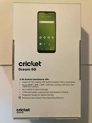 CRICKET LOCKED Blue Dream 5G ANDROID Smartphone 6.8" 64 GB 4750 mAH MOBILE PHONE - Image 1 of 4