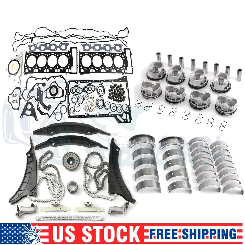 Engine Overhaul Gasket Set w/ Timing Chain Kit Bearings Guide Set For BMW 750Li - Изображение 1 из 4