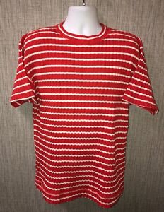 Athentico Forenza Mens Orange/White Striped Short Sleeve T-Shirt Size S