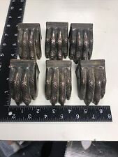 Lot 6 Antique Duncan Phyfe Lion Claw Feet, Leg End Caps With Tacks Nice Patina!