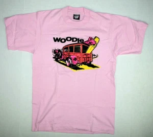 Vintage T-Shirt Retro Woodie Surf Wagon Size S 80s 90s Pink Screen Stars Best - Picture 1 of 7