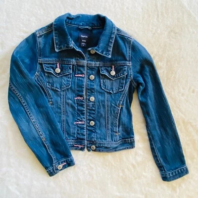 GAP kids Factory Denim Jacket Dark Wash Girl's size M 7/8 Excellent Condition - Image 1 of 4
