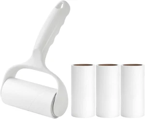 Horizontal Lint Rollers for Pet Hair, Extra Sticky, 1 Handle, 4 Rolls, Daisy Whi - Picture 1 of 12