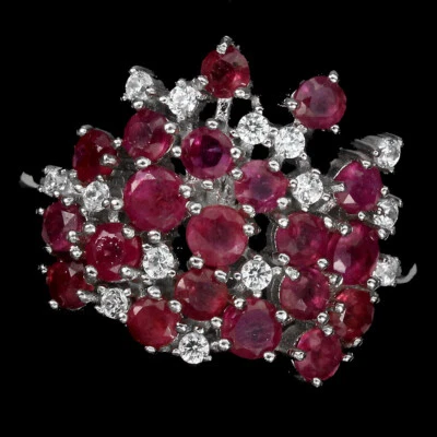 925 Sterling Silver Ring Round Ruby 3mm Simulated Cz Gemstone Jewelry Size 9 - Image 1 of 4