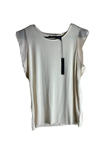 T-shirt donna Tahari nuova con etichetta taglia large/beige - Foto 1 di 7