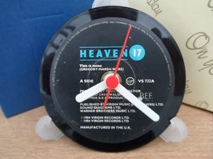 HEAVEN 17 CLOCK Side Table Desk Top Upcycled Vinyl Record Hit POP Single Size 4" - Picture 1 of 3