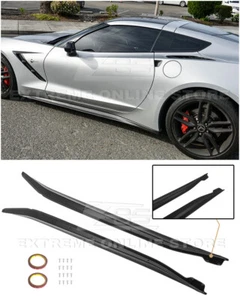 For 14-19 Corvette C7 Add-On Bottom Line PRIMER BLACK Side Skirts Rocker Panels - Picture 1 of 12