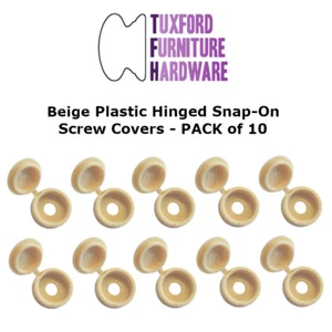 * Confezione da 10 tappi a scatto con cerniera beige in plastica con tappo coprivite ripiegabile* - Foto 1 di 1