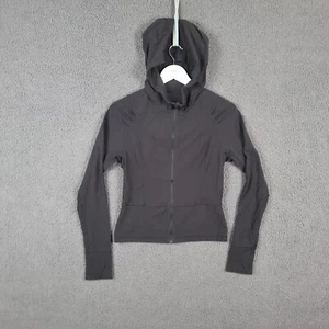 LULULEMON Jacket Womens US 8 UK 12 Black Press Pause Hooded Full Zip Stretch - Picture 1 of 11