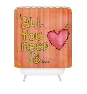  Deny Designs NIP Isa Zapata "All You Need Is... ❤️" Shower Curtain  - Picture 1 of 3