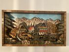 Vintage Black Forest shadow box art with lights. Hand Carved.