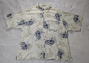 Roundtree Caribbean Shirt Mens XL Hawaiian Flower Leave Camp 100% Silk Beach - Picture 1 of 11