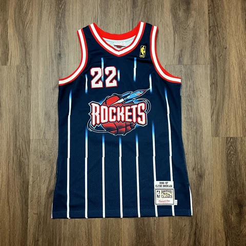 100% Authentic Clyde Drexler Mitchell & Ness 96 97 Rockets Jersey Size 40 M Cover