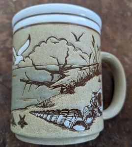 Vintage Steingut Becher Japan Möwen Strandszene - Bild 1 von 9