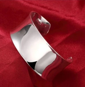 Klassischer Armreif Armspange 925 Silber Pl. breit glänzend poliert. Damen  - Bild 1 von 7