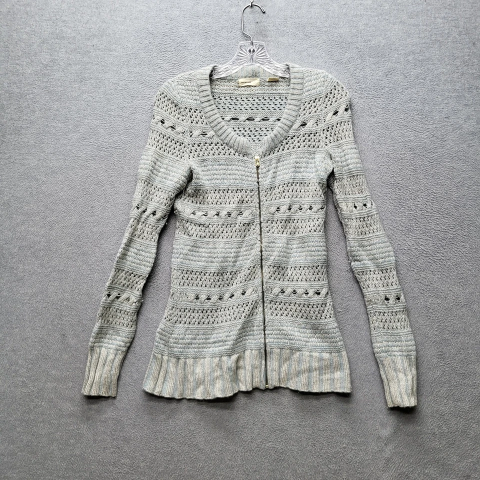 Sleeping On Snow Women Sweatshirt S Light Blue Cotton Wool Striped Cardigan - Image 1 of 4