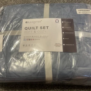 King Blue Quilt Set - Picture 1 of 3