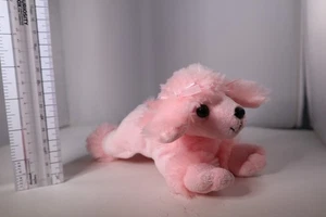 Unipak Plush Poodle Dog Pup Nursery Decor Stuffed Animal Ribbon Bows Pink 7" - Picture 1 of 3