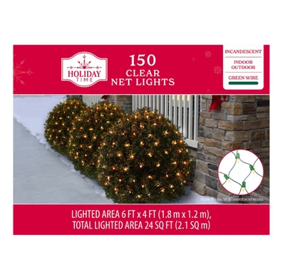 Indoor/Outdoor 150-Count Incandescent Christmas Net Lights, Clear, 6' X 4' - Image 1 of 4