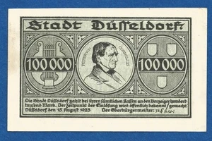 10 115 Notgeld Stadt Düsseldorf 100 000 Mark, 15.8.1923, Reihe 3 - Picture 1 of 2