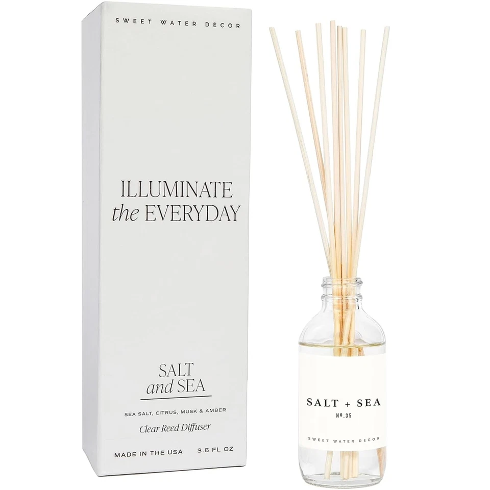 Salt & Sea Reed Diffuser Set - Sea Salt Citrus & Musk Amber Scent Diffuser - ... - Image 1 of 4