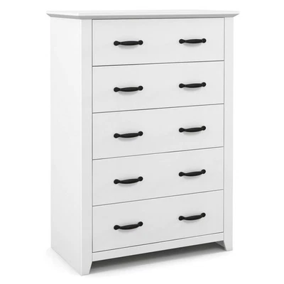 5 Drawer Chest Storage Dresser Tall Cabinet Organizer Bedroom Hallway White - Image 1 of 4