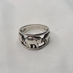 Anello in argento sterling 3 elefanti design ring TG 8 NF - Foto 1 di 10