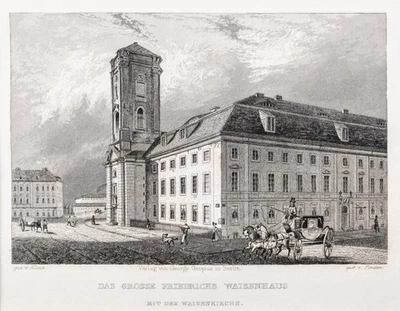 Berlin Friedrichs Waisenhaus Original Stahlstich von Finden aus Spiker 1833 - Bild 1 von 4