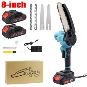 21V Cordless Mini Chainsaw Battery 800W Electric One-Hand Wood 2X w/ Batteries - Picture 1 of 14
