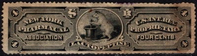 US Match & Medicine Scott #- RS187 4 Cents New York Pharmacal Assoc Lactopeptine - Image 1 of 4