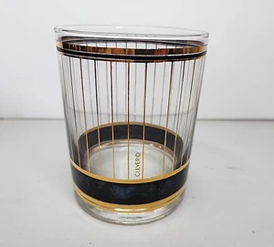 Culver Devon Old Fashion Vidrio Transparente Negro 22kt Oro Lowball Whisky Barware - Imagen 1 de 4