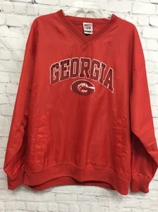 UGA Georgia Bulldogs Red Oak Mens V-Neck Long Sleeve Pocket Windbreaker Jacket L - Picture 1 of 9