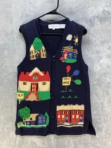 Cardigan maglione smanicato occhio di aquila vintage agente immobiliare taglia media - Foto 1 di 6