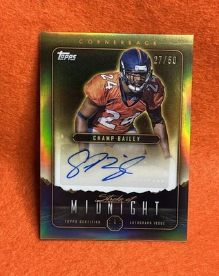 Fútbol Americano Medianoche Topps 2024 - Golpe de Medianoche Champ Bailey Dorado Automático 27/50 Foto 1 de 2