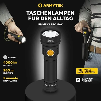 EDC Extrem Helle Taschenlampe Armytek Prime C2 Pro Max Weißem Licht 4000lm 260m