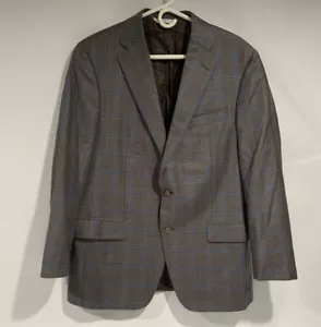 Samuelsohn Sz 42R Gray Brown Blue Super 130’s Wool Blazer Suit Sport Coat Jacket - Picture 1 of 6