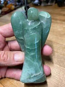 Rare Green Aventurine With Quartz Crystal Gemstone Angel Figurine 558 - Picture 1 of 8