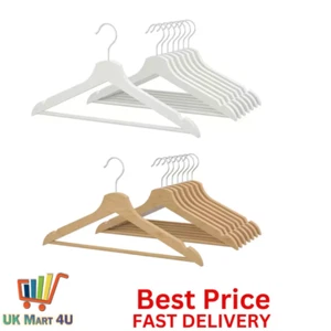NEW IKEA BUMERANG Wooden Clothes Hangers Durable & Elegant Pack of 8,16 band 24 - Picture 1 of 20
