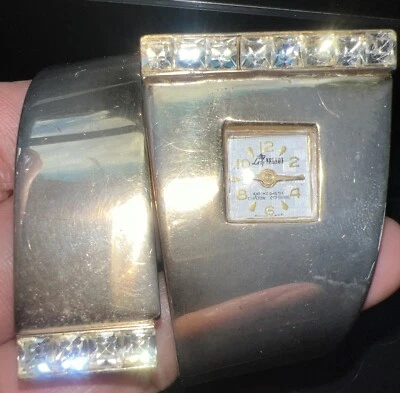 70s runway fashion Swiss Made Lady Nelson CHATON  hinge cuff watch untested - Image 1 of 4