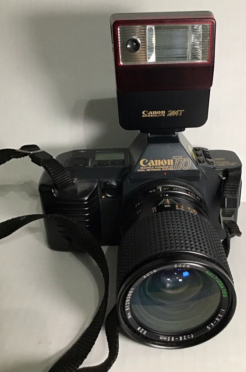 Canon T70 Film Camera 277T Flash, Strap and Lens | eBay