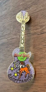Hard Rock Cafe AUSTIN Sagittarius Purple Glitter Guitar Zodiac Pin LE 500 - Picture 1 of 2