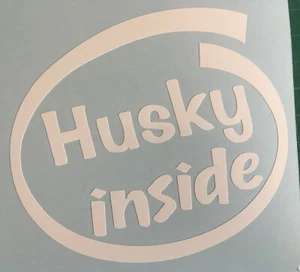 SIBERIAN HUSKY INSIDE DOG ON BOARD CAR WINDOW STICKER DECAL WHITE ALL COLOURS - Picture 1 of 4