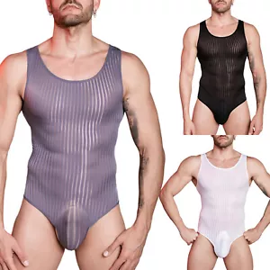 Männer Jumpsuit Ringen Trikot Stretch Bodysuit Einteilig Dessous Geknöpft Sexy - Bild 1 von 45