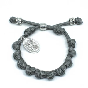 Graues Paracord Rosenkranzarmband mit Schutzengel Medaille Hängel - Bild 1 von 6