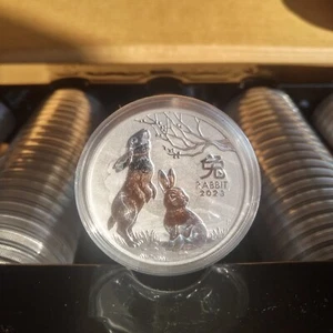 GEM BU 2023 AUSTRALIA 1 OZ OUNCE SILVER LUNAR YEAR OF RABBIT SERIES III ON SALE! - Picture 1 of 7