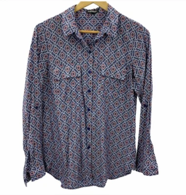 Express Womens Blue Long Sleeve Collared Button Up Top Size Medium Foto 1 de 4