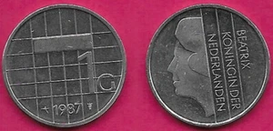 PAÍSES BAJOS 1 GULDEN 1987 UNC REINA BEATRIX, CABEZA IZQUIERDA CON INSCRIPCIÓN VERTICAL - Imagen 1 de 1