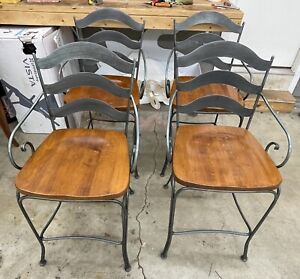 Ethan Allen 'Legacy' Collection French Country Set 4 Iron & Wood Bar Stools