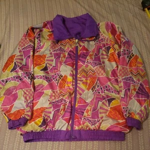 VTG Casual Isle Windbreaker Womens Size XL Colorblock reversable 80s RARE FIND. - Picture 1 of 6